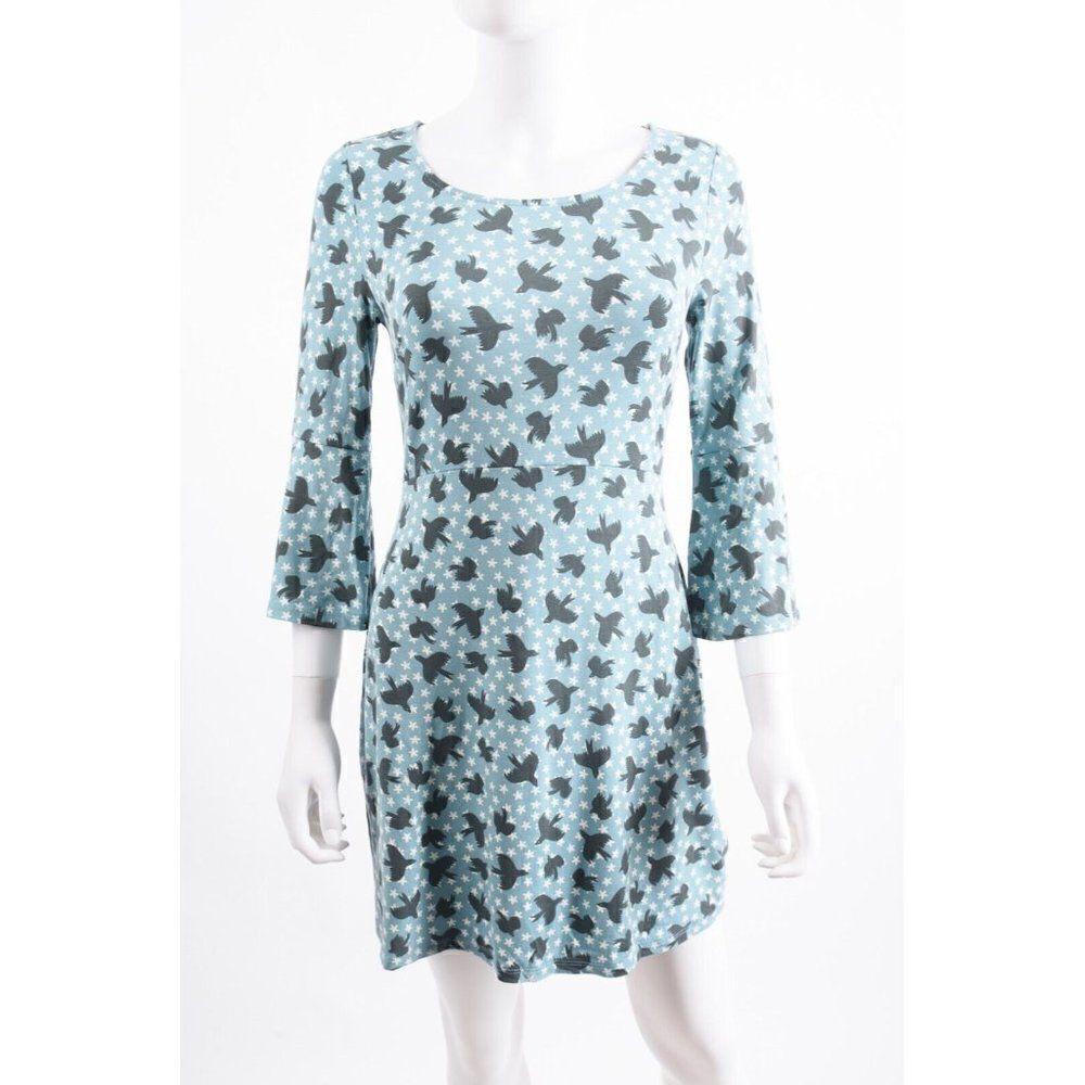 Boden Womens Tunic Miriam Dress UK 10 US 6 Blue Starry Bird Print 3/4 Sleeve NWT